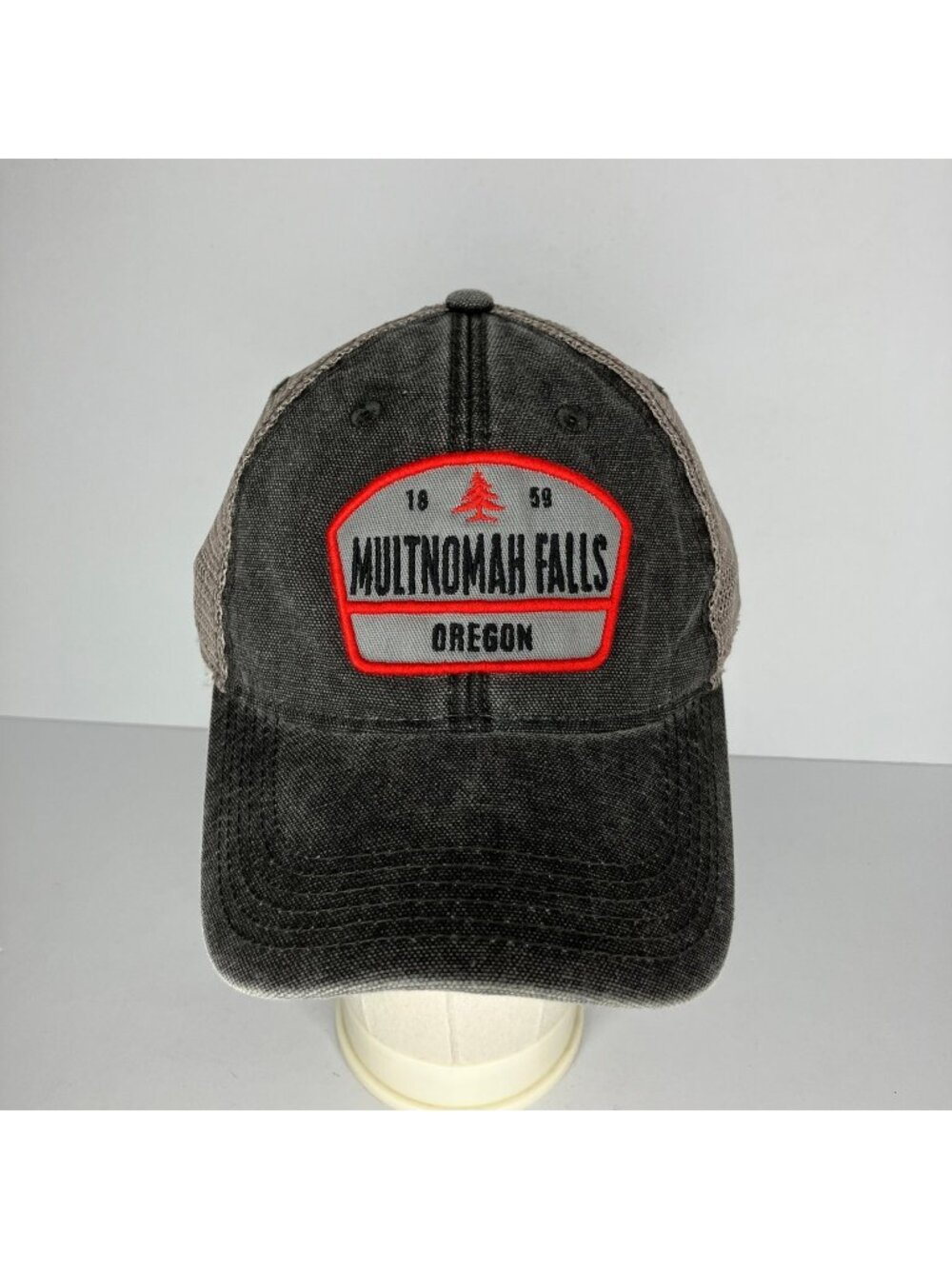 Multnomah Falls Oregon Trucker Hat Men's Adjustable Gray